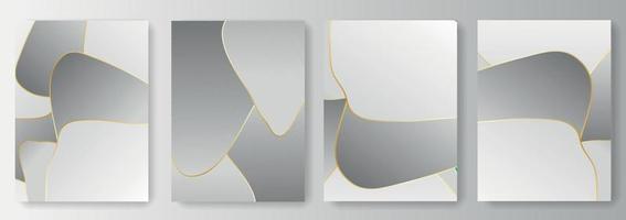 Collection of gray gradient backgrounds with golden lines vector