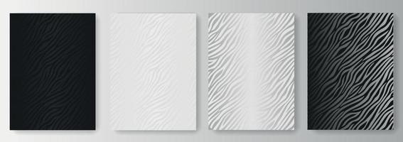 Collection of black, white and silver zebra print backgrounds vector