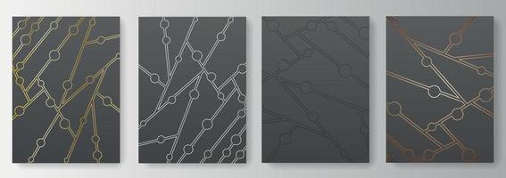 Collection of gray and black backgrounds with lines and circles vector