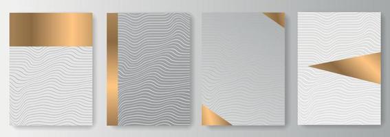 Collection of gray backgrounds with lines and golden elements vector