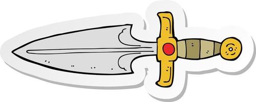 sticker of a cartoon dagger vector