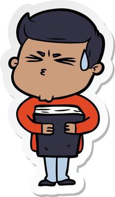 sticker of a cartoon man sweating