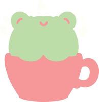 cute frog in coffee cup vector