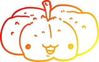 warm gradient line drawing cartoon pumpkin vector