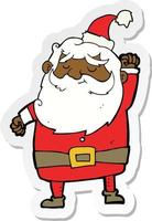 sticker of a cartoon santa claus punching air vector