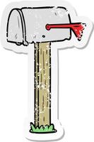 distressed sticker of a cartoon mailbox vector