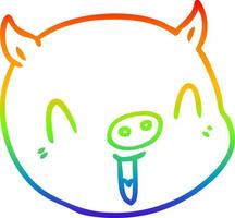 rainbow gradient line drawing cartoon pig face vector