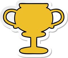 sticker of a cute cartoon gold trophy vector