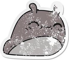 distressed sticker cartoon of a happy kawaii slug vector