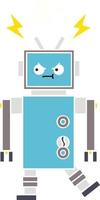 flat color retro cartoon robot vector