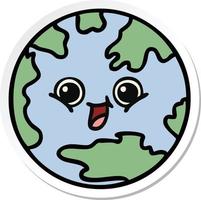 sticker of a cute cartoon planet earth vector