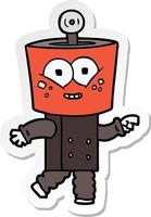 sticker of a happy cartoon robot pointing vector