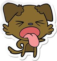 sticker of a cartoon disgusted dog vector