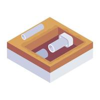 An isometric icon of bolt vector