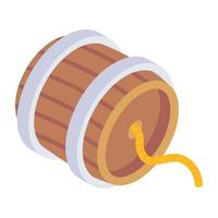 Rum barrel in oak wood for wine storage vector