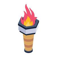 A fire lamp editable isometric icon vector