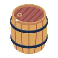 Rum barrel in oak wood for wine storage vector