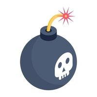 Trendy isometric icon of a bomb vector