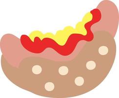 hotdog with ketchup and mustard vector