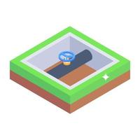 A skillfully crafted isometric icon of underground valve vector