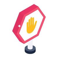 An editable isometric icon of stop board vector