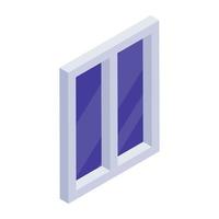 icono isométrico bellamente diseñado del cristal de la ventana vector