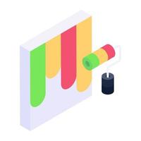 Modern isometric icon of paint roller vector