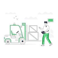 Creatively designed flat illustration of forklift truck vector