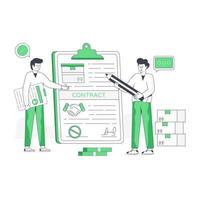 A scalable flat illustration of logistics contract vector