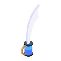 Trendy isometric icon of a sword vector