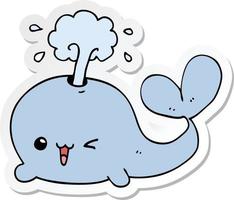 sticker of a cartoon whale vector