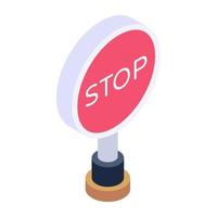 Premium isometric icon of stop sign vector