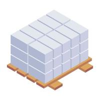 Creatively designed isometric icon of concrete blocks vector