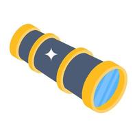 Monocular device used by pirates in isometric icon vector