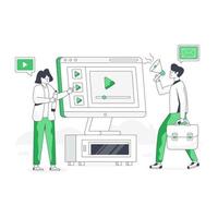 A scalable flat illustration of video marketing vector