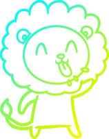 cold gradient line drawing happy cartoon lion vector