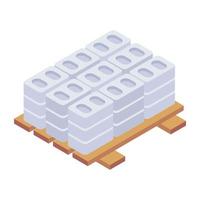 Creatively designed isometric icon of concrete blocks vector