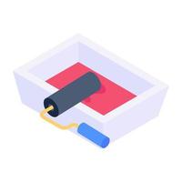 Handy isometric icon of roller brush vector