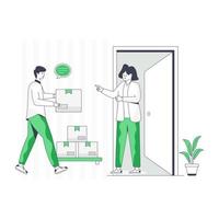 A customizable flat illustration of home delivery vector