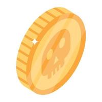 Modern isometric icon of gold coin vector