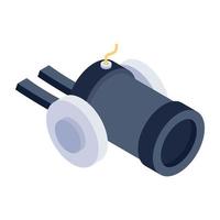 An antique gun used by pirates, isometric icon of pirate cannon vector