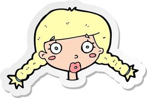 sticker of a cartoon confused female face vector