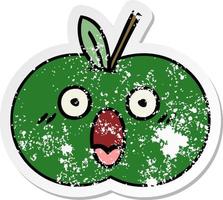 distressed sticker of a cute cartoon juicy apple vector