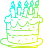 cold gradient line drawing cartoon birthday cake vector