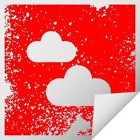 distressed square peeling sticker symbol snow cloud vector