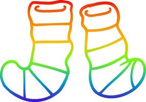 rainbow gradient line drawing cartoon striped socks vector