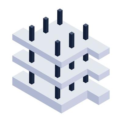 Premium isometric icon of building construction