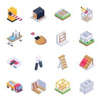 Under Construction Tools Isometric Icons vector