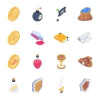 Pirate Theft Isometric Icons Designs vector