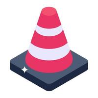 Premium isometric icon of construction cone vector